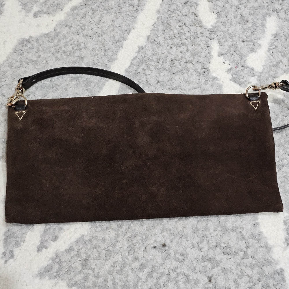 Dooney & Burke Suede Fold Over Clutch Shoulder and Wristlet Bag - Picture 6 of 13